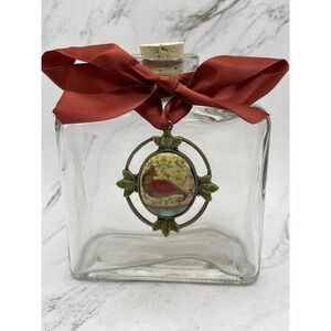 Vintage Glass Corked Perfume Bottle EMPTY W/Bird Pendant‎ Oliki/ Wendy Bently